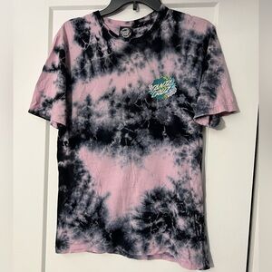 Santa Cruz Skateboards Pink and Black Tie-Dye Short Sleeve Tee